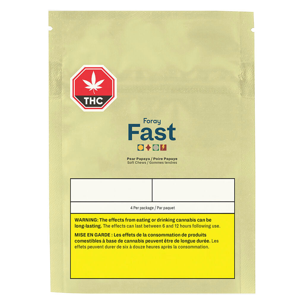 FORAY FAST PEAR PAPAYA (H) CHEW - 2.5MG THC X 4