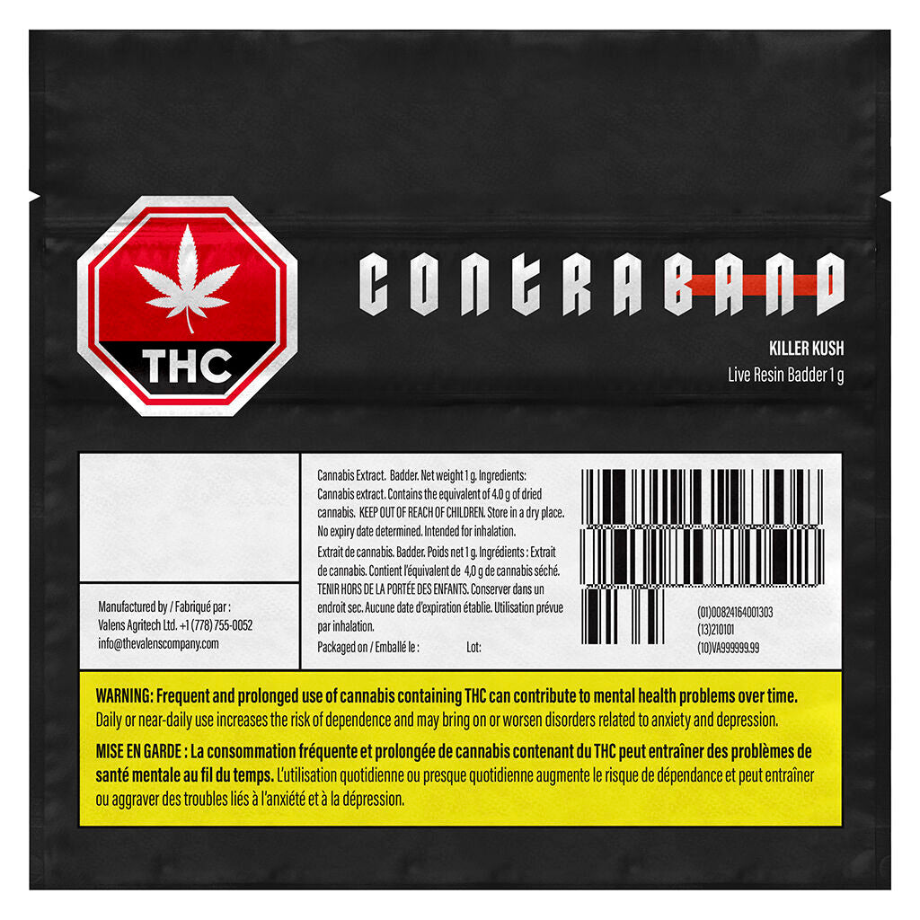 CONTRABAND KILLER KUSH LIVE RESIN (IND) BADDER - 1G