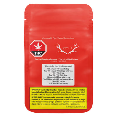 WYLD REAL FRUIT STRAWBRY (H) CHEW - 20MG CBD : 1MG THC X 10