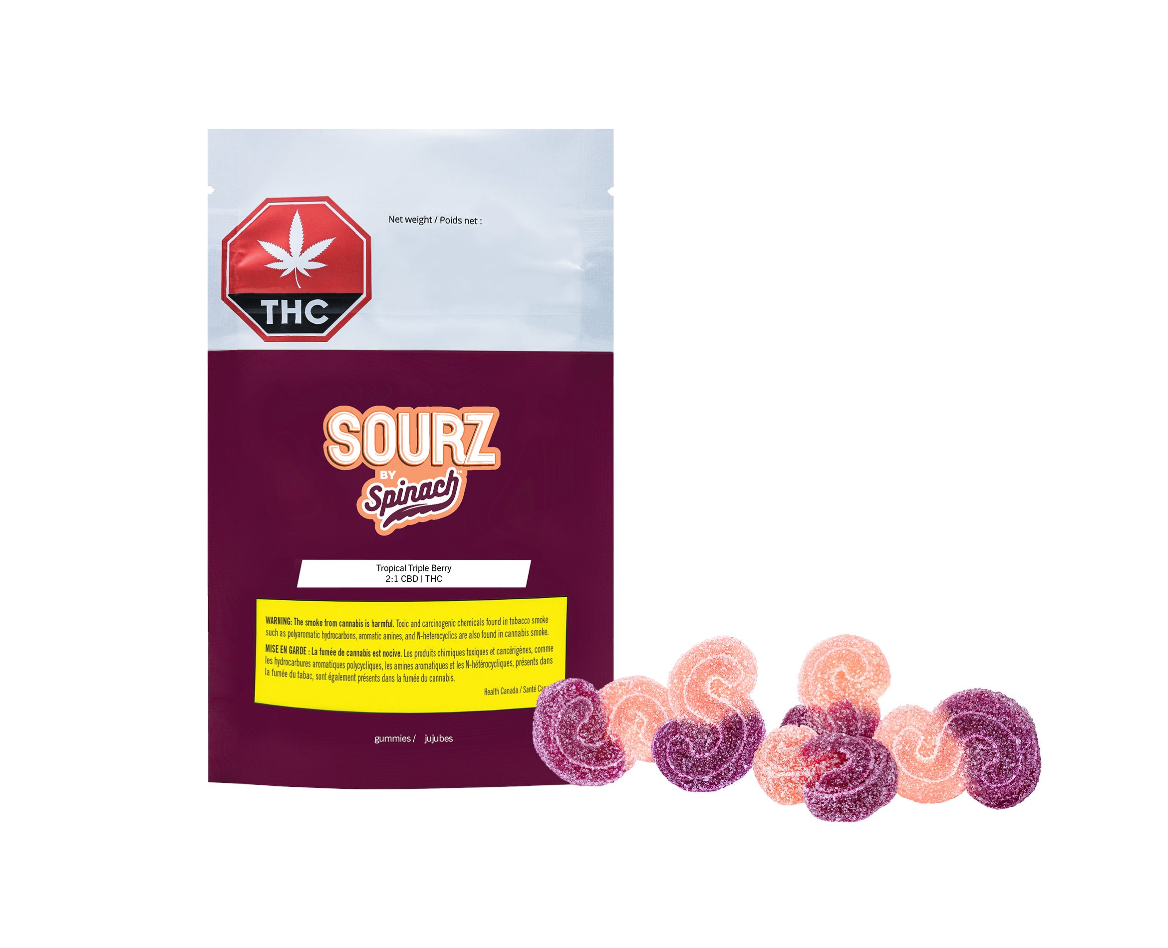 SPINACH SOURZ TROPICAL BERRY (H) CHEW - 2MG THC 4MG CBD X 5