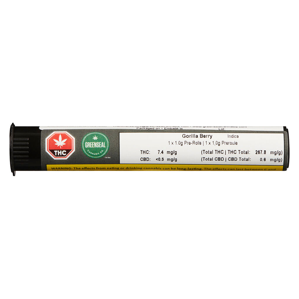 GREEN SEAL GORILLA BERRY (IND) PRE-ROLL - 1G X 1
