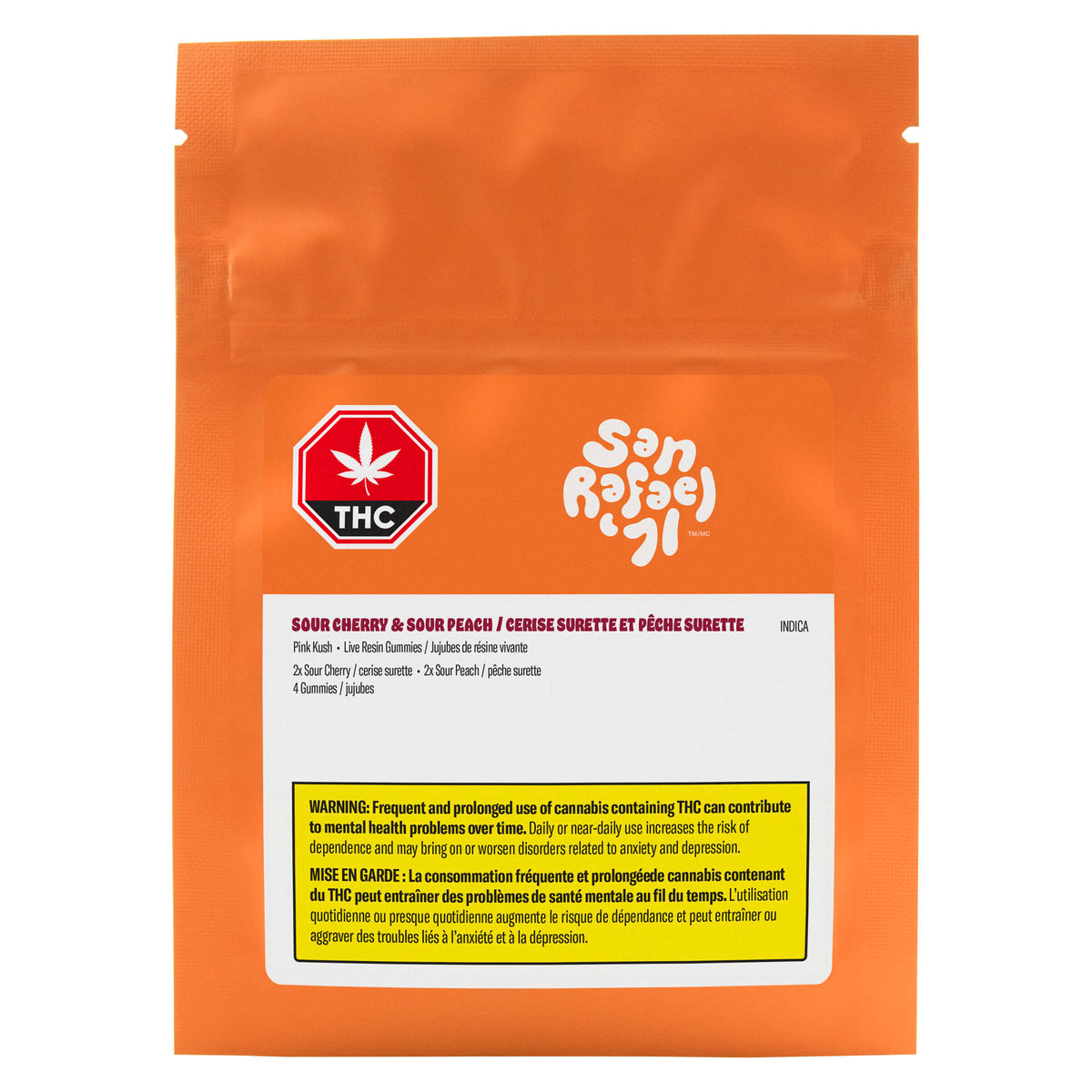 SAN RAFAEL 71 SOUR CHERRY & PEACH LR (IND) CHEW - 4.8G X 4