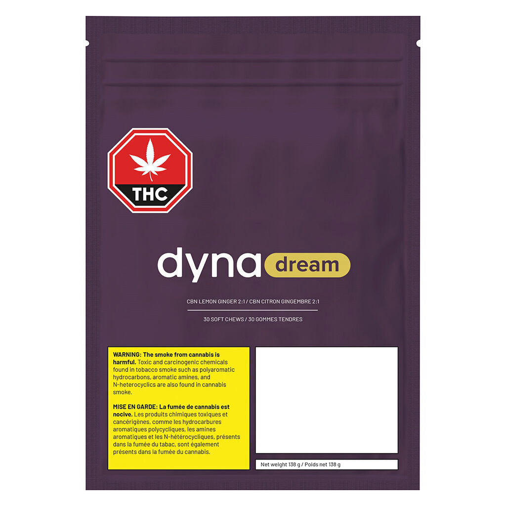 DYNADREAM LEMON GINGER 2:1 CBD:CBN (H) CHEW - 20MG CBD X 30