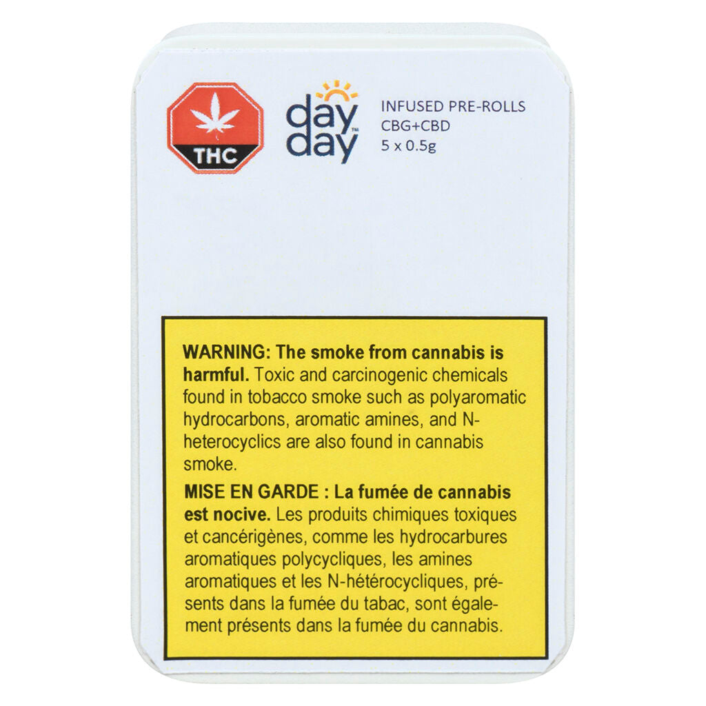 DAYDAY CBG+CBD (H) INF PRE-ROLL - 0.5G X 5