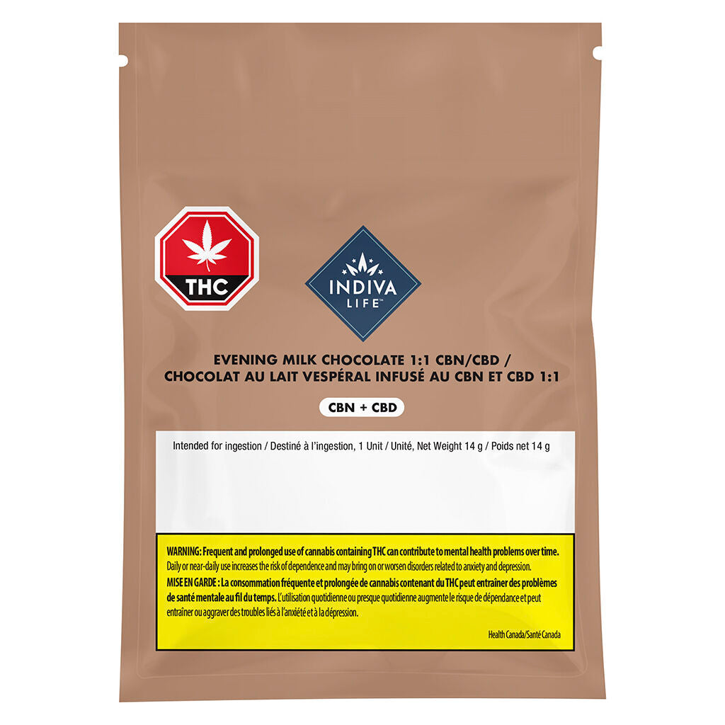 INDIVA LIFE CBN:CBD EVENING MILK CHOC (H) CHOC - 10MG X 1