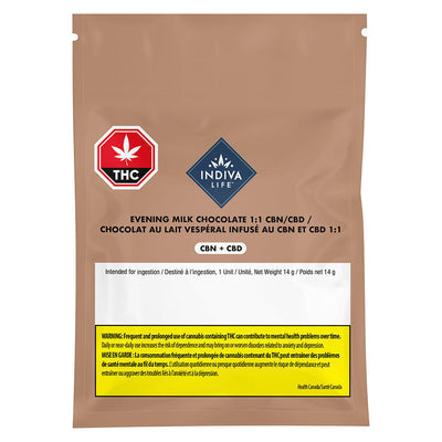 INDIVA LIFE CBN:CBD EVENING MILK CHOC (H) CHOC - 10MG X 1