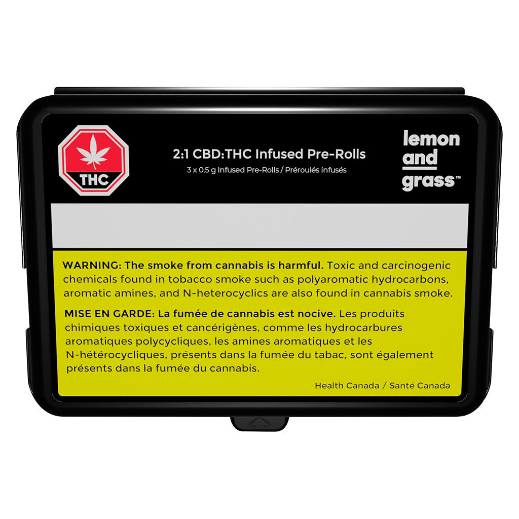LEMON AND GRASS 1:2 THC:CBD (H) INF PRE-ROLL - 0.5G X 3