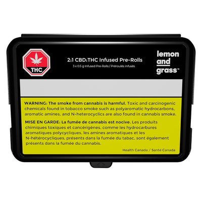 LEMON AND GRASS 1:2 THC:CBD (H) INF PRE-ROLL - 0.5G X 3