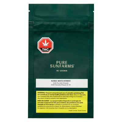 PURE SUNFARMS BUBBLE MINTS (H) PRE-ROLL - 0.3G X 10