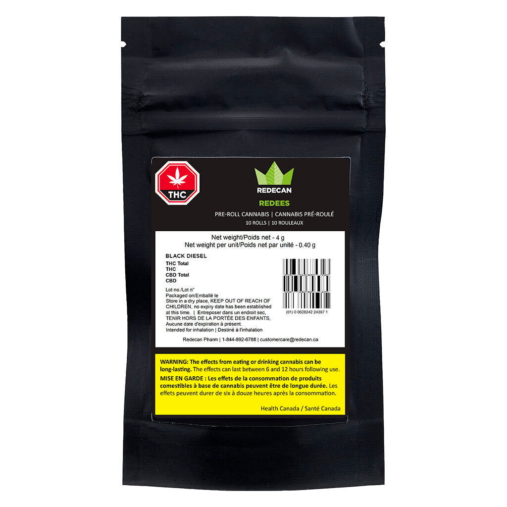 REDECAN REDEES BLACK DIESEL (H) PRE-ROLL - 0.4G X 10