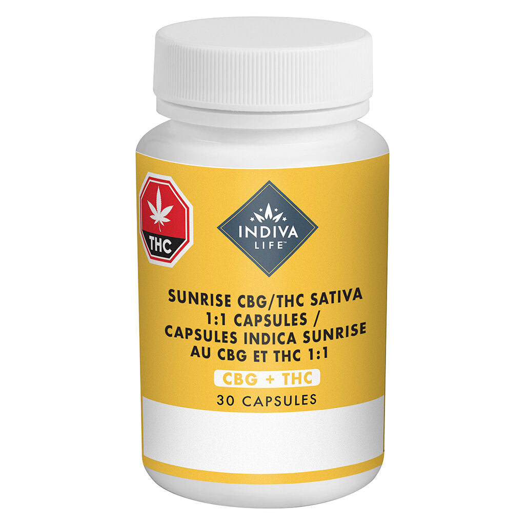 INDIVA SUNRISE CBG 1:1 (H) CAPS - 7.5MG THC : 7.5MG CBG X 30