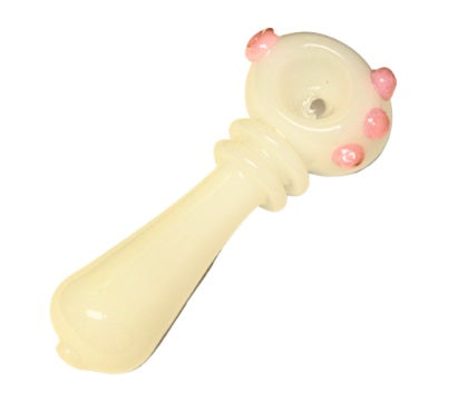 GENUINE PIPE CO 4" HIGHLIGHT 3-DOT HAND PIPE - WHITE & PINK