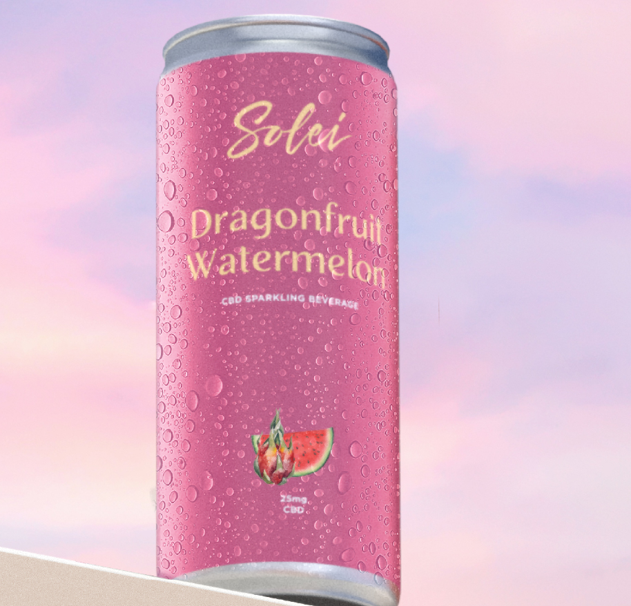 SOLEI DRAGONFRUIT WTRMLN SPARKLING(H) BEV - 25MG CBD X 355ML