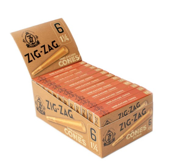 ZIG ZAG PRE-ROLLED CONES UNBLEACHED BROWN 1 1/4 - 6PK