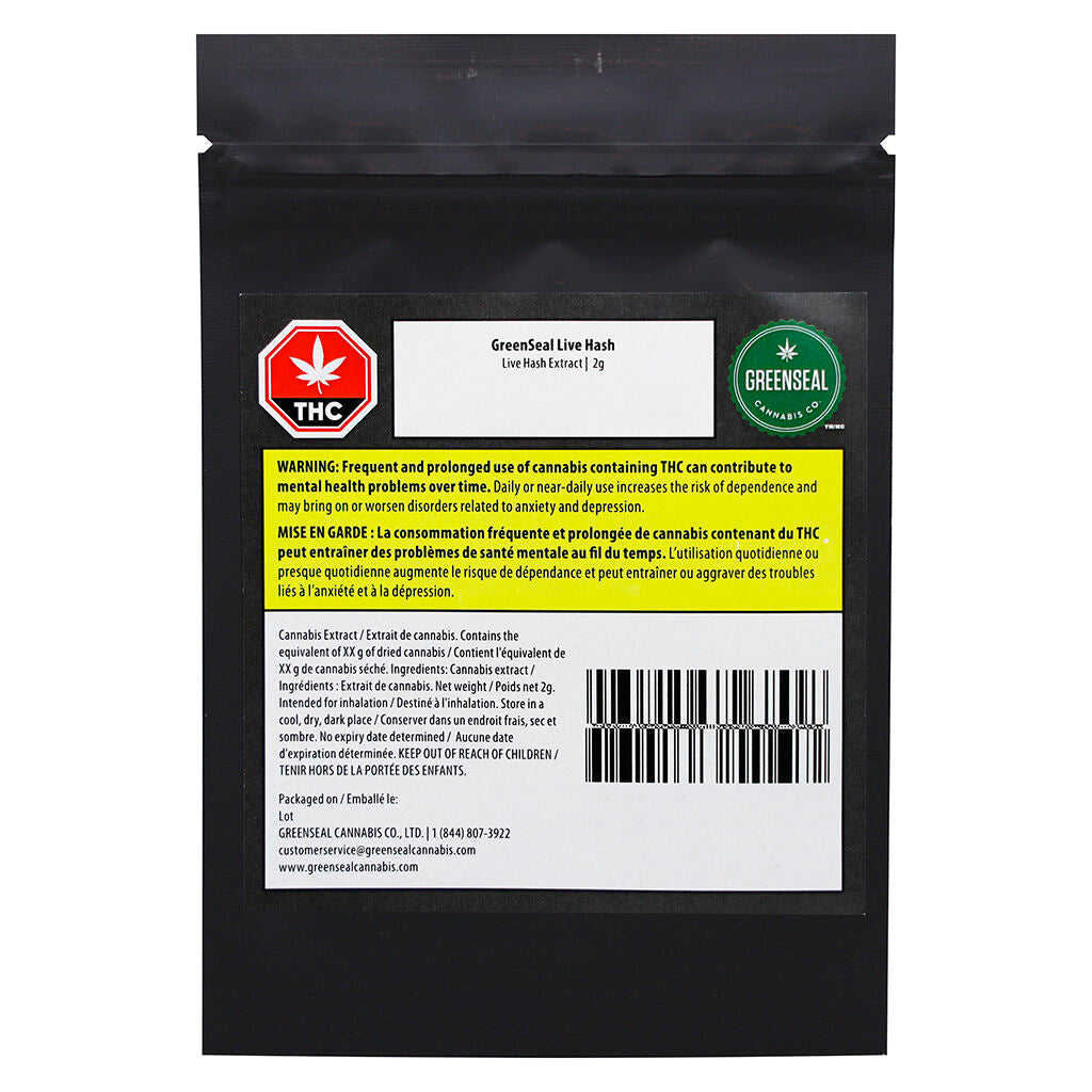 GREENSEAL LIVE HASH (S) HASH - 2G
