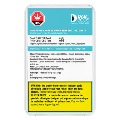 DAB BODS DARTZ PINEAPPLE EXPRESS SS (H) PRE-ROLL - 0.4G X 10