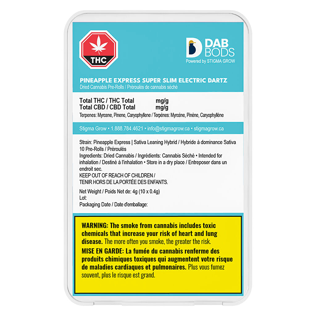 DAB BODS DARTZ PINEAPPLE EXPRESS SS (H) PRE-ROLL - 0.4G X 10