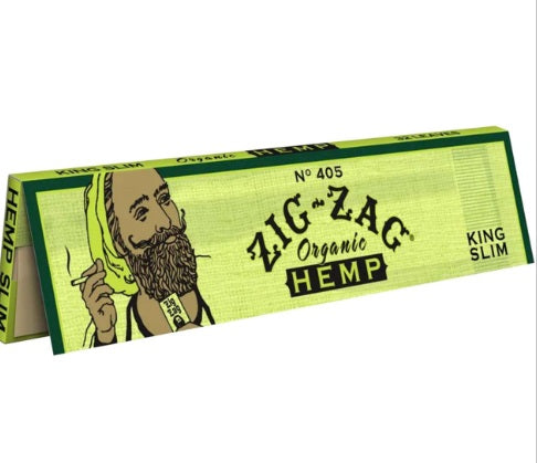 ZIG ZAG GREEN ORGANIC HEMP KING SLIM PAPER W TIPS 32PK