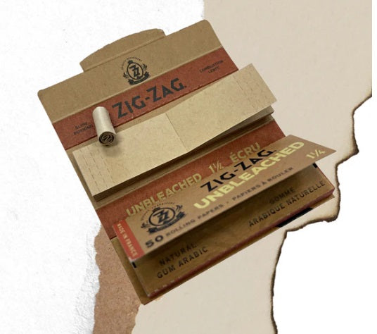 ZIG ZAG UNBLEACHED 1 1/4 ROLLING PAPER W TIPS 50PK