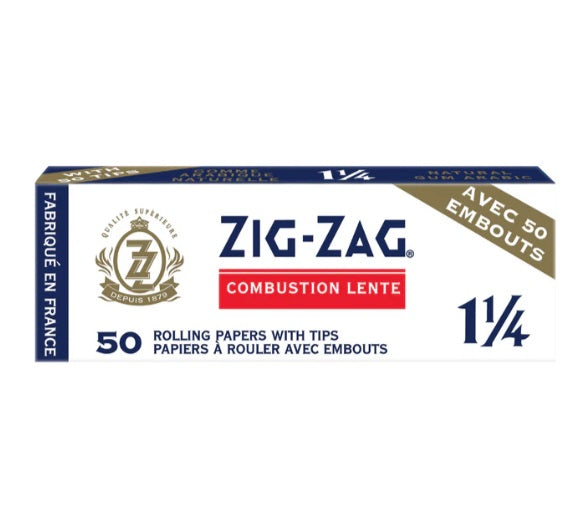 ZIG ZAG WHITE 1 1/4" ROLLING PAPERS WITH TIPS