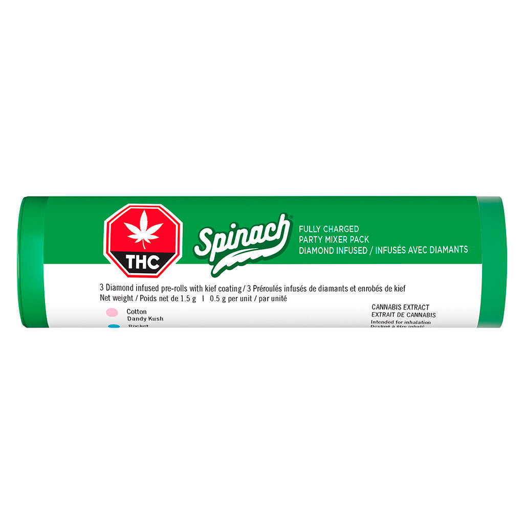 SPINACH FULLY CHARGED PARTY PACK (H) INF PRE-ROLL - 0.5G X 3
