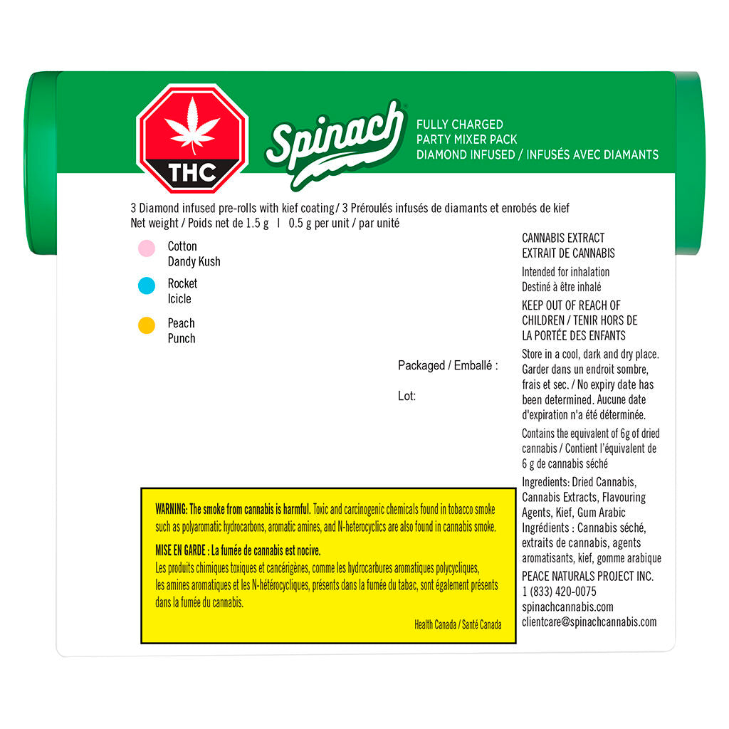 SPINACH FULLY CHARGED PARTY PACK (H) INF PRE-ROLL - 0.5G X 3
