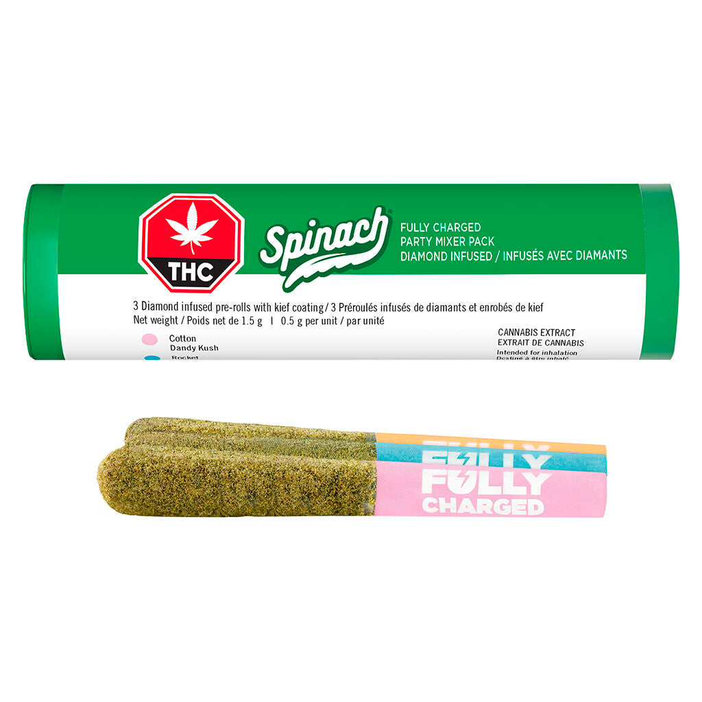 SPINACH FULLY CHARGED PARTY PACK (H) INF PRE-ROLL - 0.5G X 3
