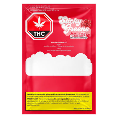 STICKY GREENS LIQ DIAMOND RED RAZZLEBERRY (IND) 510 - 1G