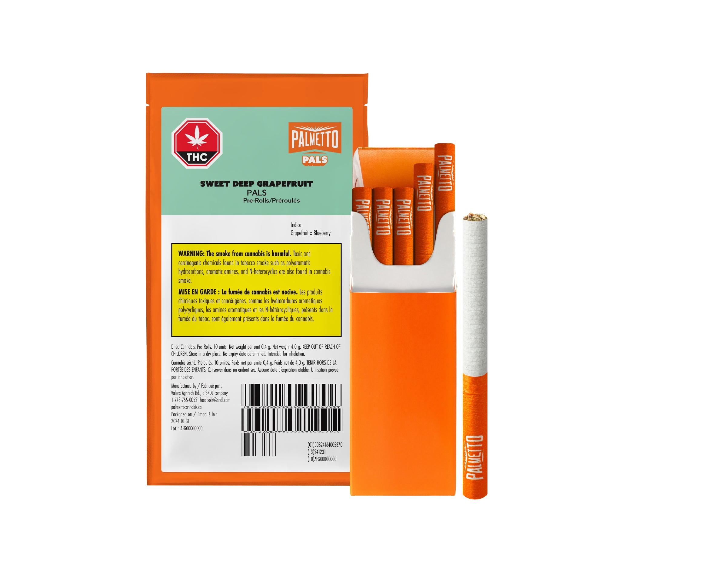 PALMETTO PALS SWEET DEEP GRAPEFRUIT (IND) PRE-ROLL 0.4G X 10
