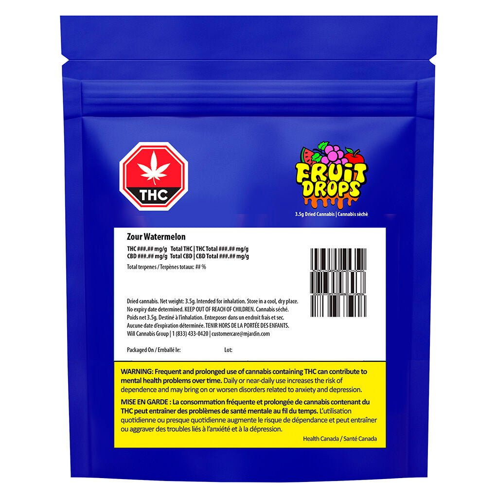 FRUIT DROPS ZOUR WATERMELON (S) DRIED - 3.5G