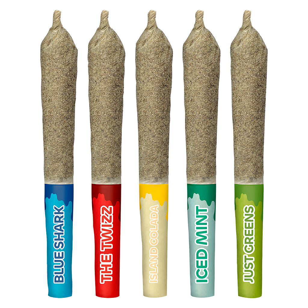 STICKY GREENS FIVE O DMD VARIETY PK (H) INF PRE-ROLL 0.5G X5