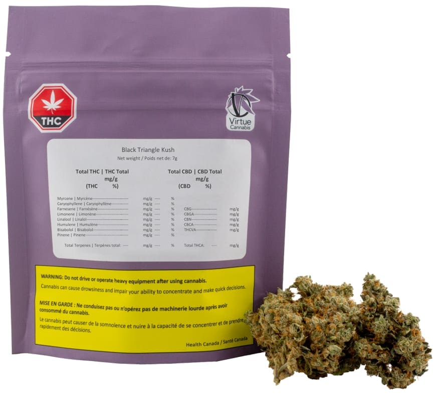 VIRTUE CANNABIS BLACK TRIANGLE KUSH (IND) DRIED - 7G
