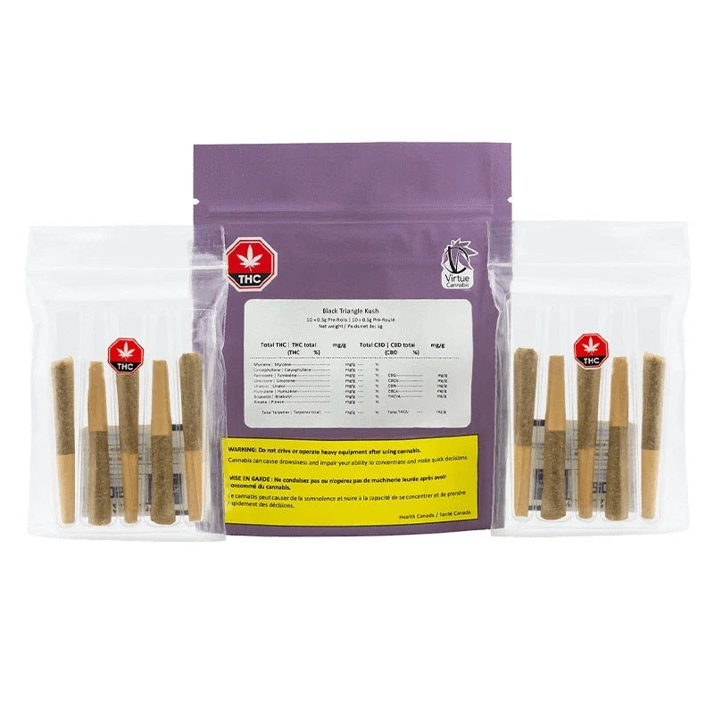 VIRTUE CANNABIS BLACK TRIANGLE KUSH (IND) PRE-ROLL 0.5G X 10