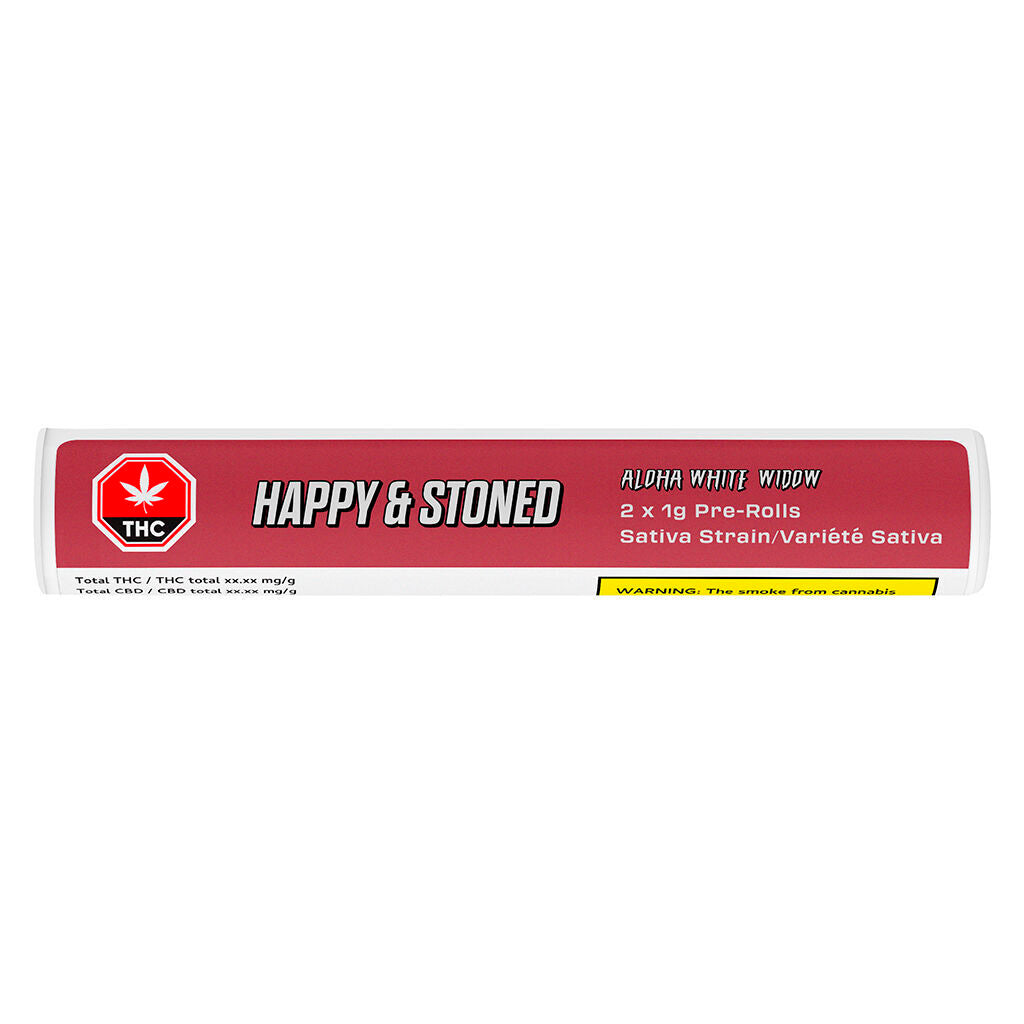 HAPPY & STONED ALOHA WHITE WIDOW (S) PRE-ROLL 1G X 2