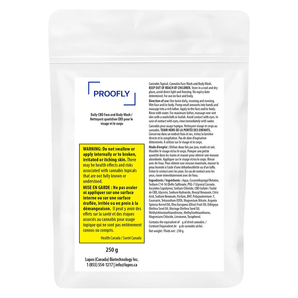 PROOFLY DAILY CBD (S) FACE & BODY WASH 500MG CBD - 250G