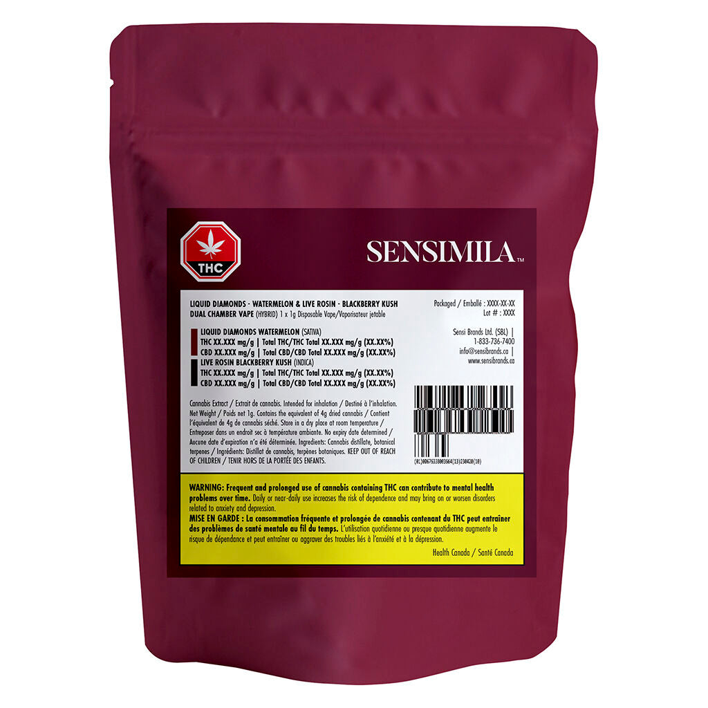 SENSIMILA LIQ DIAMOND & LIVE ROSIN (H) 2-IN-1 PEN - 1G