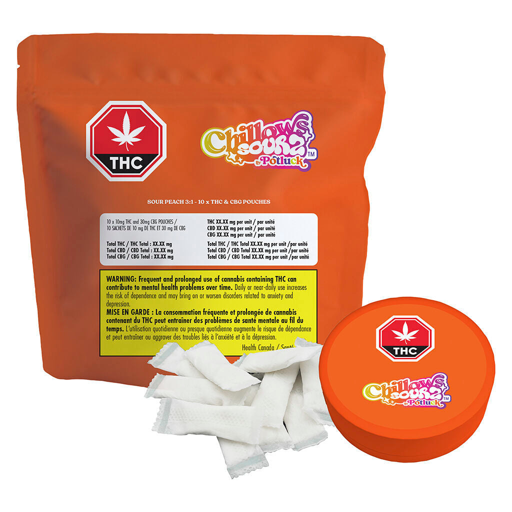 POTLUCK CHILLOWS SOUR PEACH (H) POUCH - 10:30MG THC:CBG