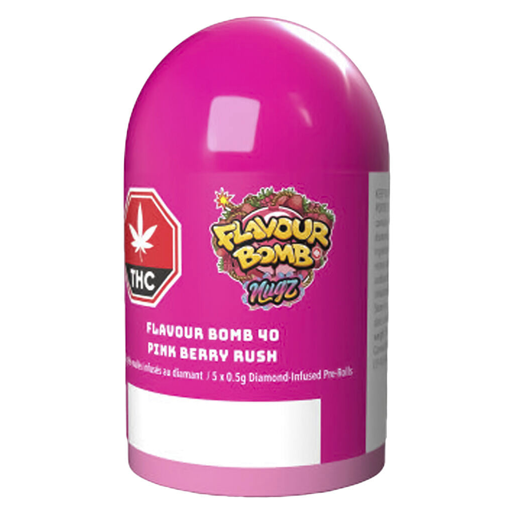 NUGZ FLAVOUR BOMB 40 PNK BRY RUSH DMD(H) INF PRE-ROLL 0.5GX5