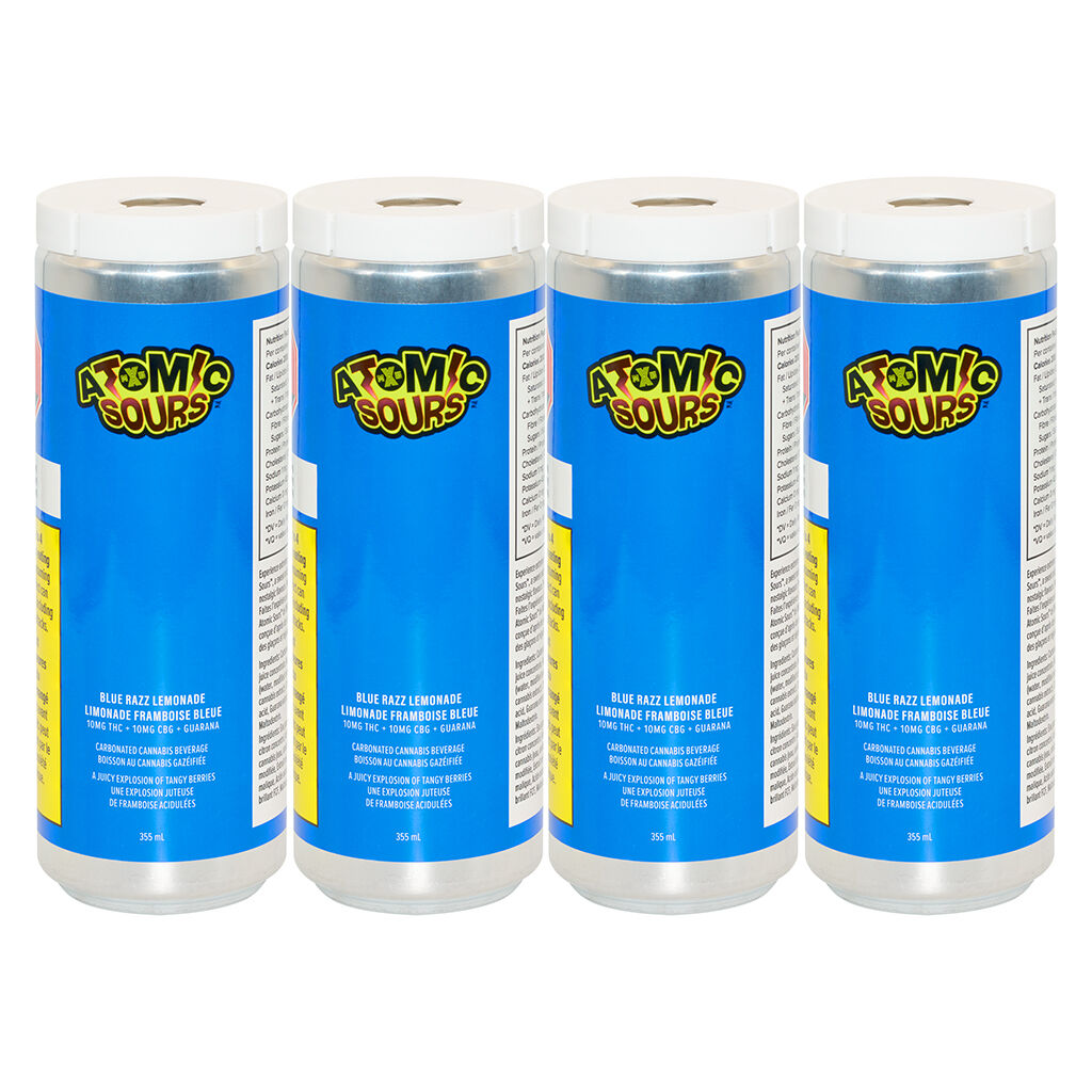XMG ATOMIC SOUR BL RAZZ LMND (H) BEV 10MG THC:CBG 355ML 4PK