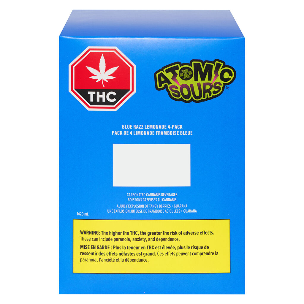 XMG ATOMIC SOUR BL RAZZ LMND (H) BEV 10MG THC:CBG 355ML 4PK