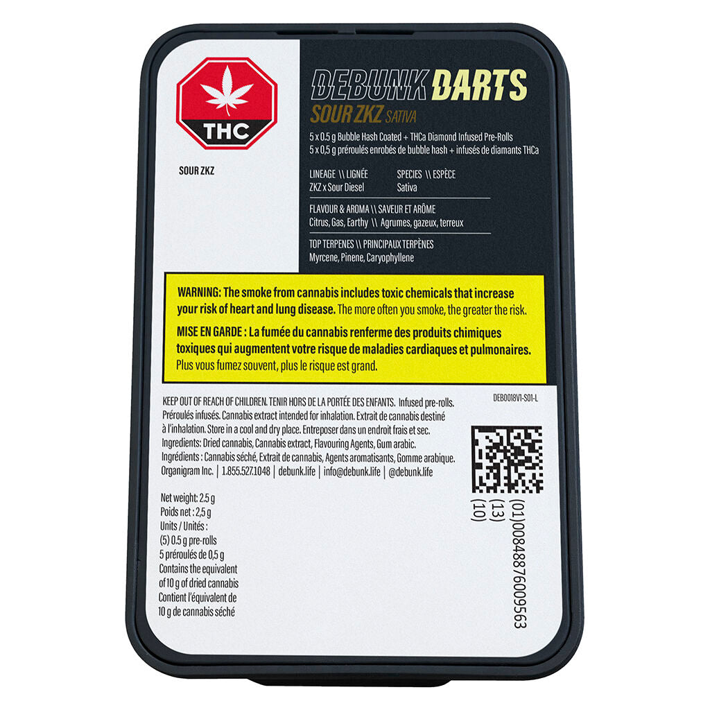 DEBUNK DARTS 3X SOUR ZKZ BBLHSH (S) INF PRE-ROLL 0.5GX5
