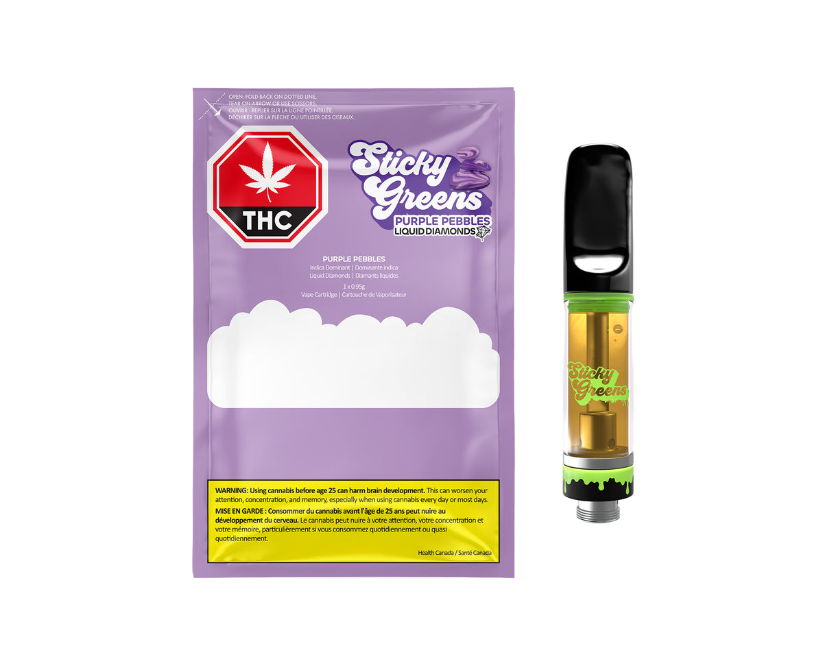 STICKY GREENS PURPLE PEBBLES LIQUID DIAMOND (IND) 510 - 0.95
