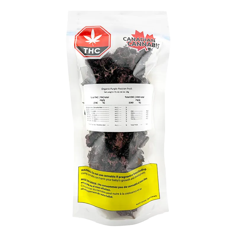 CANADIAN CANNABIS ORGANIC PURPLE PASSIONFRUIT (S) DRIED -28G