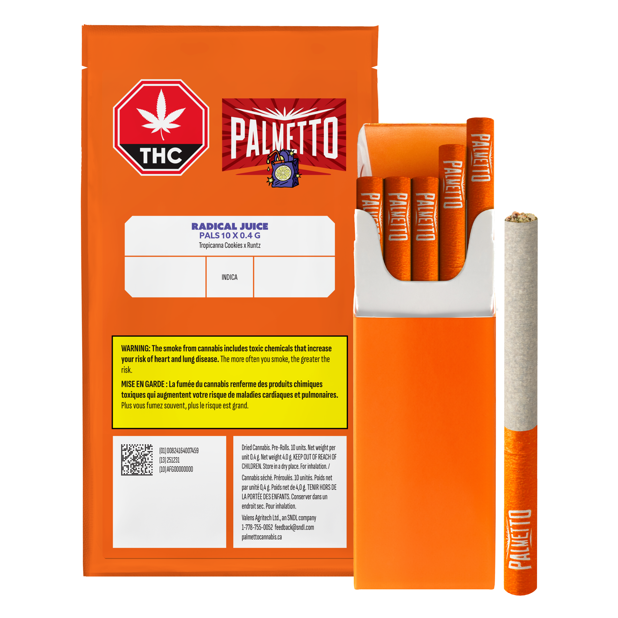PALMETTO PALS RADICAL JUICE (IND) PRE-ROLL - 0.4G X 10