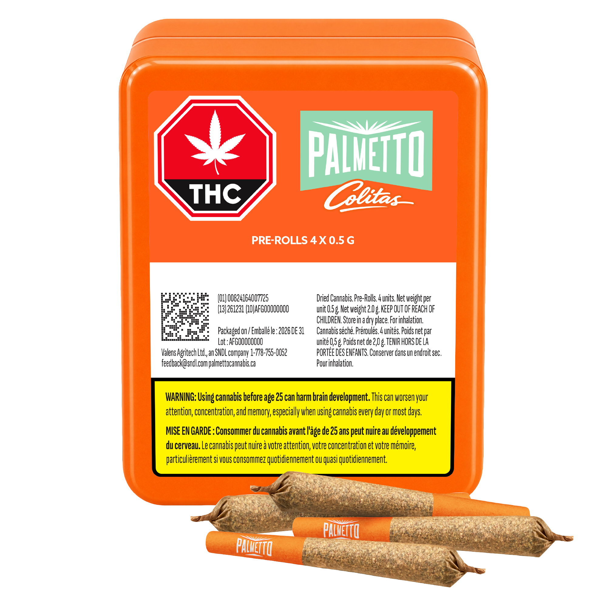 PALMETTO COLITAS (H) PRE-ROLL - 0.5G X 4