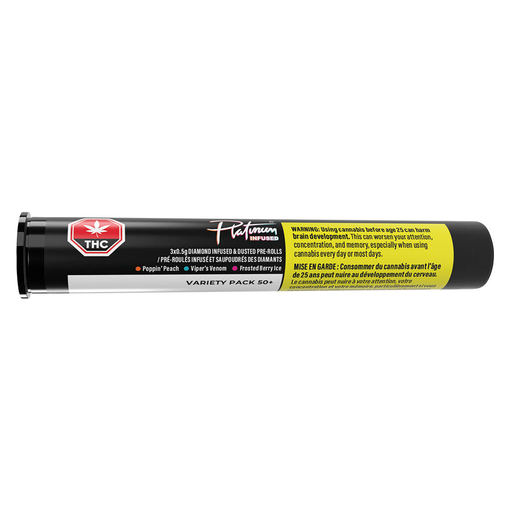 PLATINUM 50+ DMND DUSTED VARIETY PK (H) INF PRE-ROLL 0.5GX3