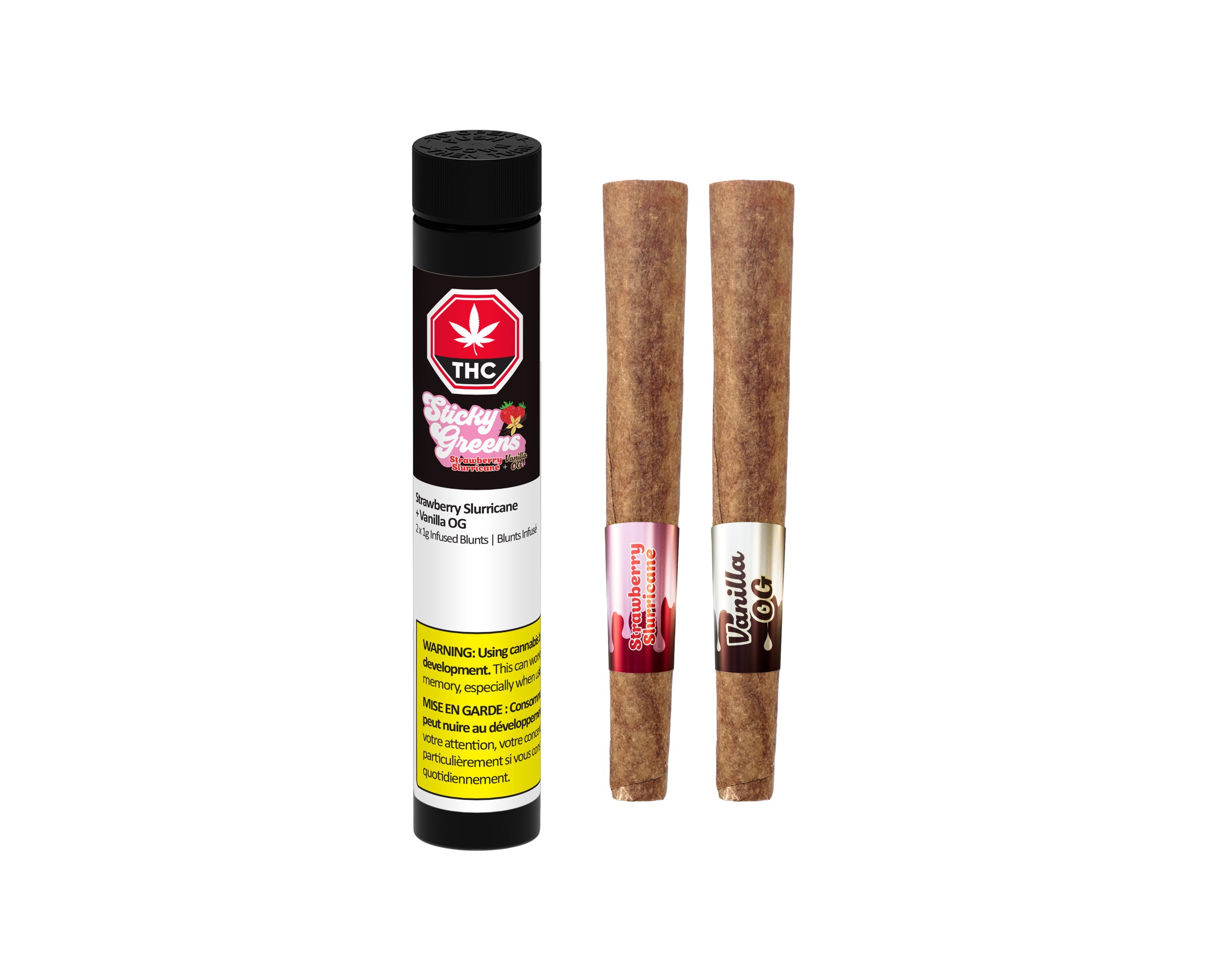 STICKY GREENS STRBRY SLR+VNILA OG BLNT (H) INF PRE-ROLL 1GX2