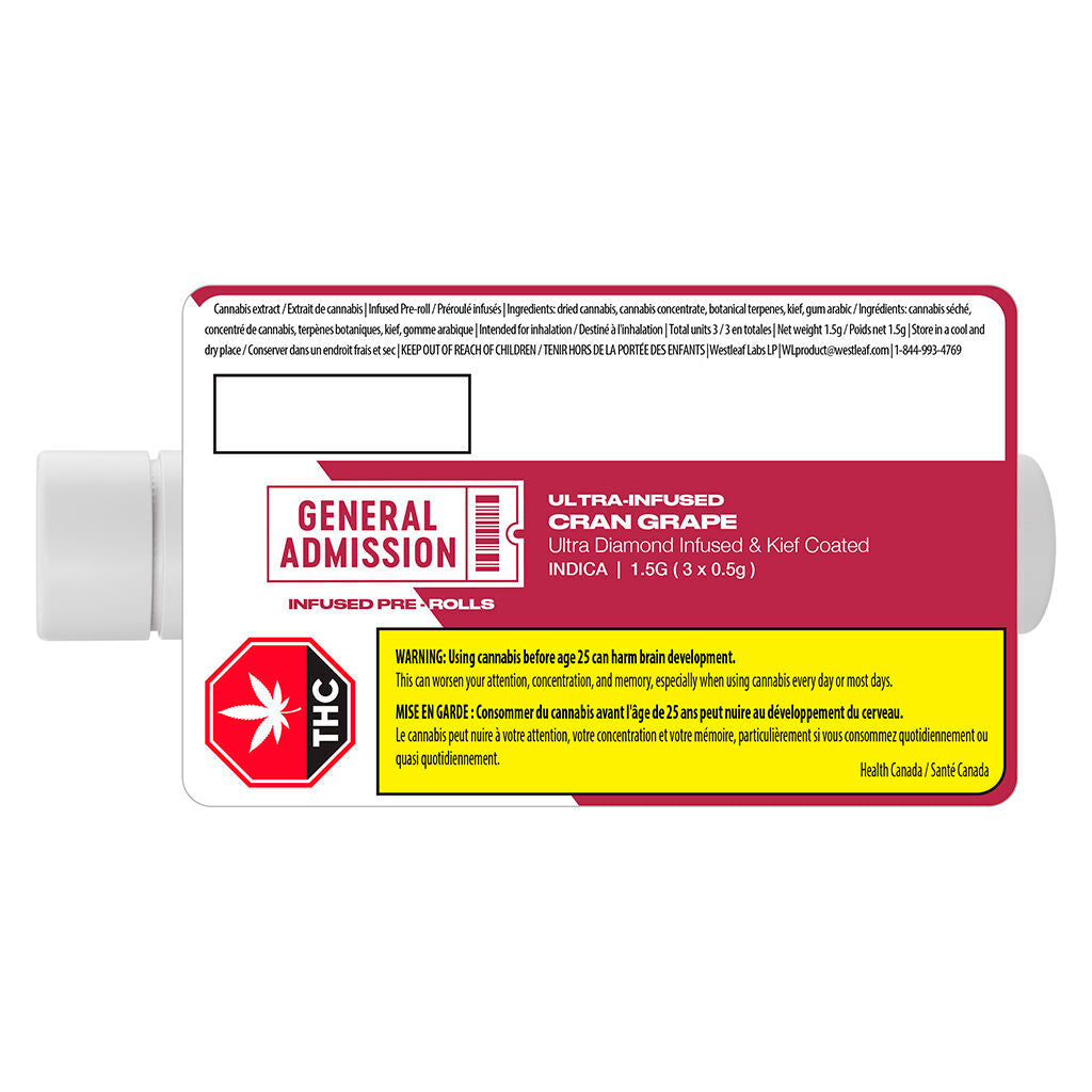 GENERAL ADMISSION CRAN GRAPE DMND (IND) INF PRE-ROLL 0.5GX3