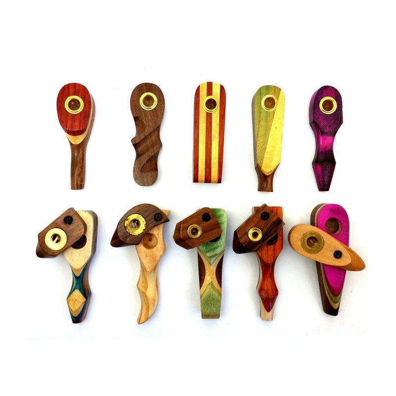 MULTI COLORED AND SHAPED WOODEN PIPE