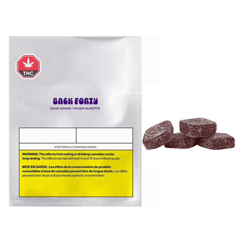 BACK FORTY SOUR GRAPE (H) SOFT CHEW - 2.5MG THC X 4